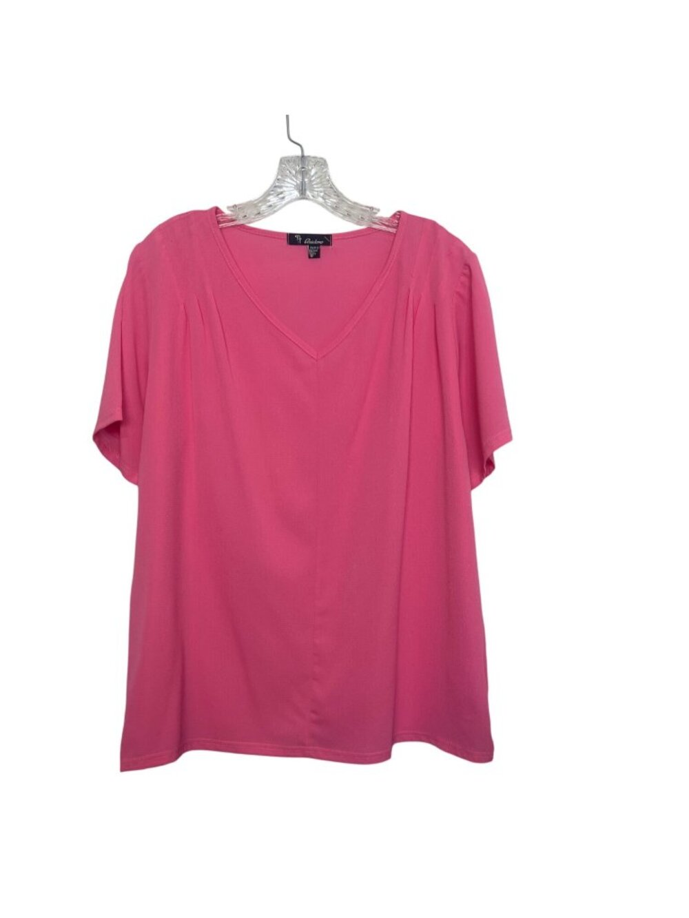 Rainbow Vneck Short Sleeve Blouse Shirt Womens 2X Pink New WOT